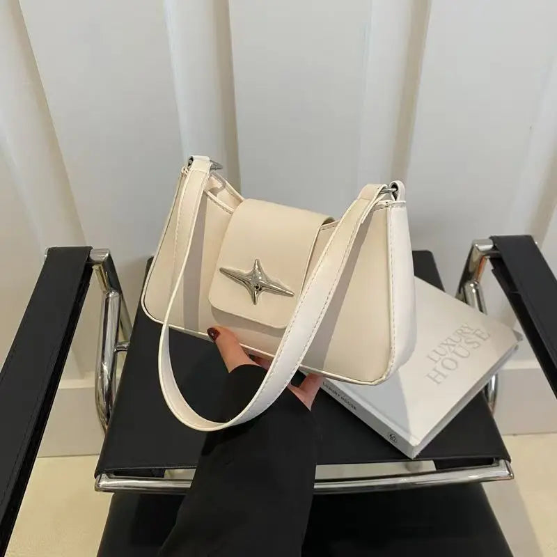 Solid color armpit bag, women's fashion new style | Casual texture shoulder bag, summer minimalist baguette bag