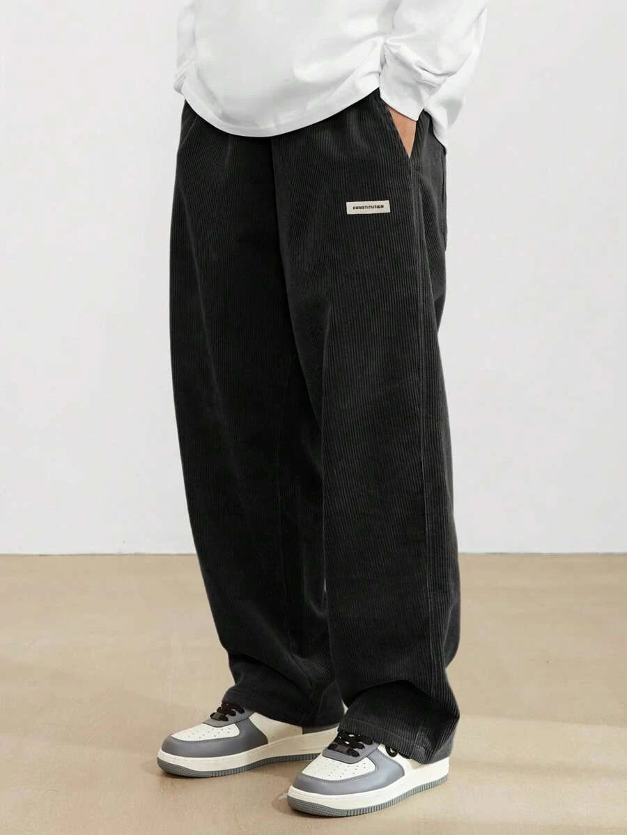 2026 new fashion Men's Corduroy Straight Casual Pants spring autumn Outdoor Streetwear with Drawstring Elastic Waist