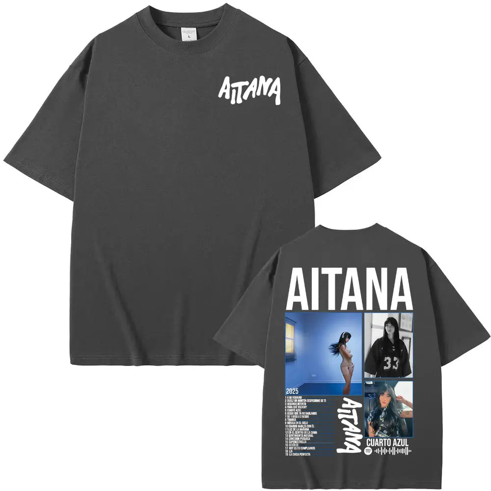 Singer Aitana Cuarto Azul Tour Graphic T Shirts Men Women Fashion Aesthetic Short Sleeve T-shirt Cotton Casual Oversized T Shirt