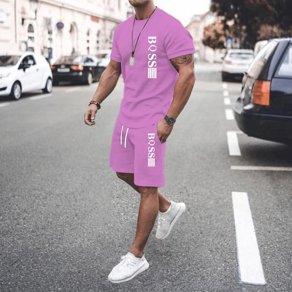 Men Sets 2 Piece Set T shirts Men Sport Set Casual Summer Clothing Y2K Tee Top Joggers Plaid Tshirt Men Shorts Outfit
