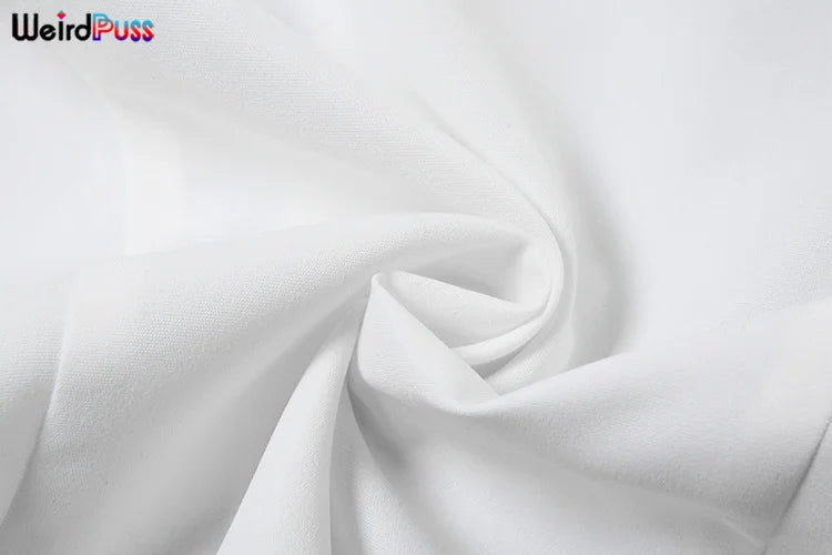 Weird Puss Casual Women 2Piece Set Autumn Trend Skinny Simple Daily Long Sleeve Crop Tops+Puffy Skirt Streetwear Matching Outfit