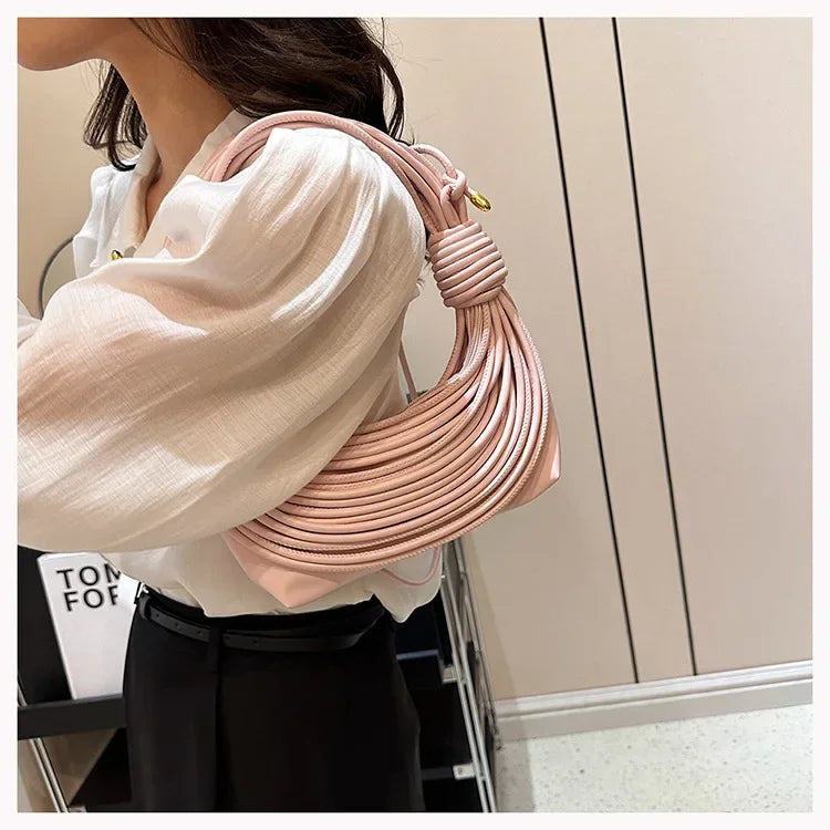 2025 Trendy! Women's Multicolored Woven Knot Handbag - Stylish Crossbody/Top Handle Bag | High-End Texture for Streetwear