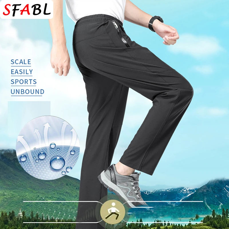 5XL High Stretch Outdoor Sport Hiking Pants Men Zipper Pockets Trousers Men Summer Thin Quick Dry Men's Pants Trekking Fishing