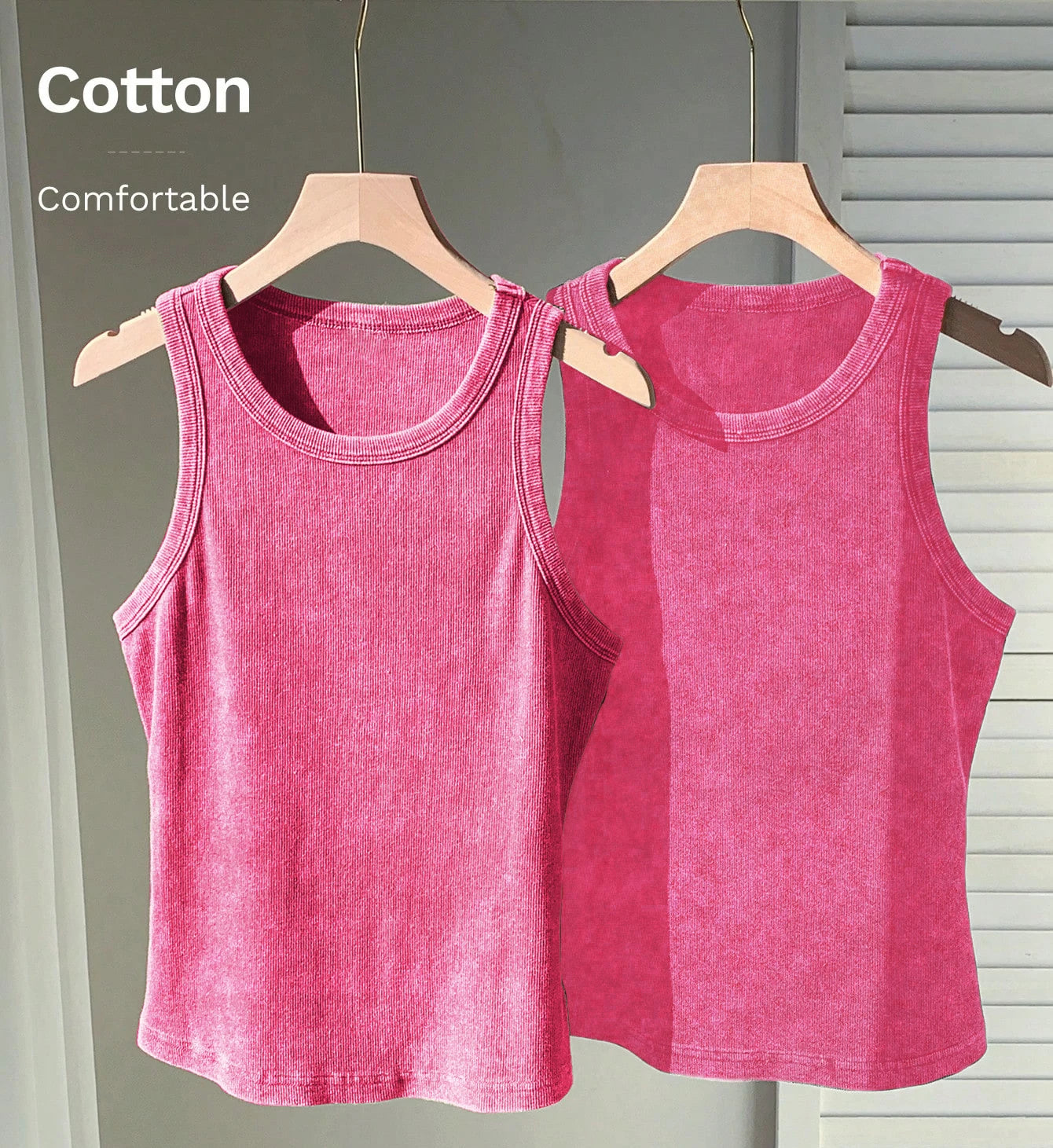 2PCS 100% Cotton Solid Color Washed Vest Womens Summer Casual Tank Top Y2K Sleeveless Clothes Soft Comfortable Sportswear