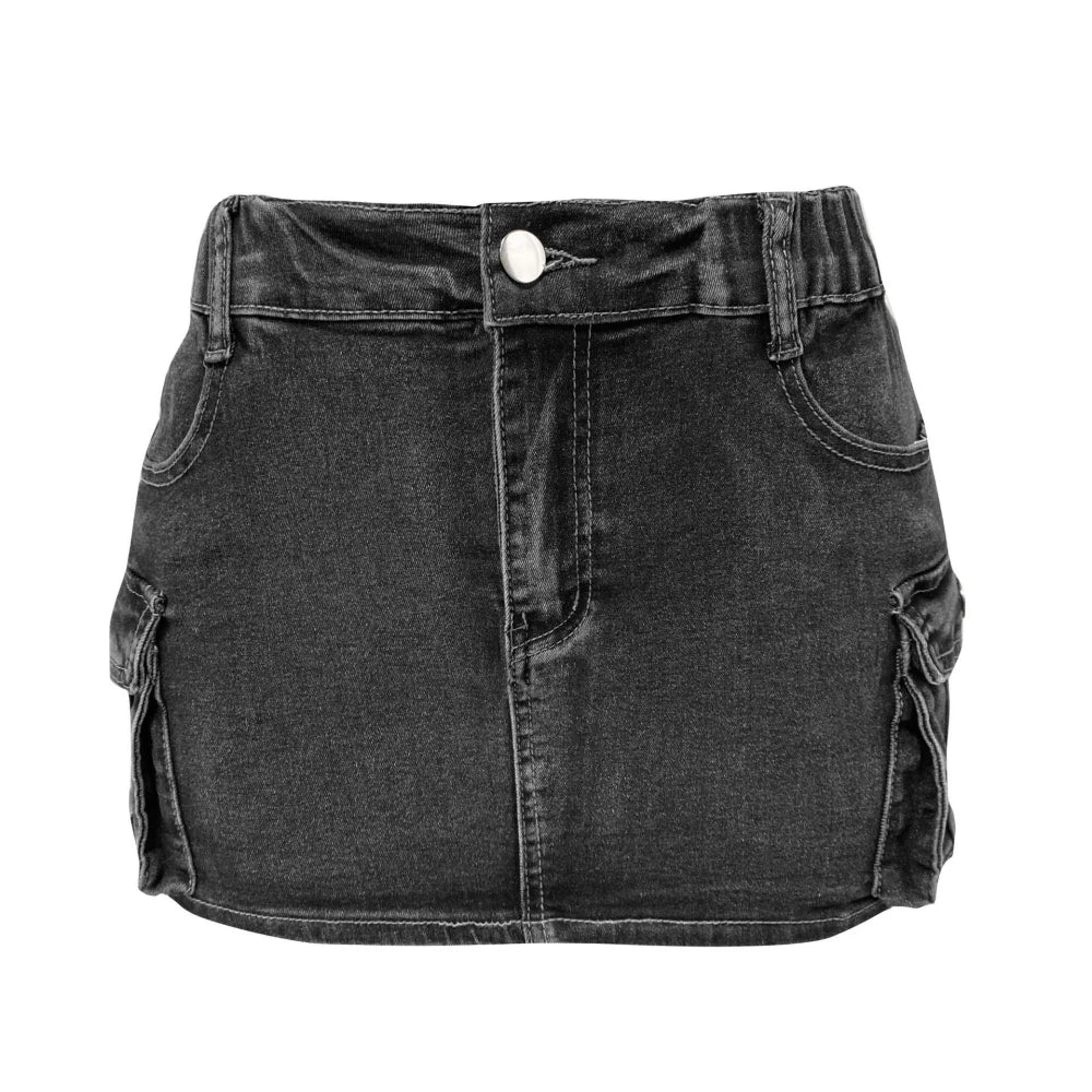 HLJ&GG Summer New Letter Print Tshirts Two Piece Sets Women O Neck Short Sleeve Crop Top And Denim Mini Skirts Outfit Streetwear
