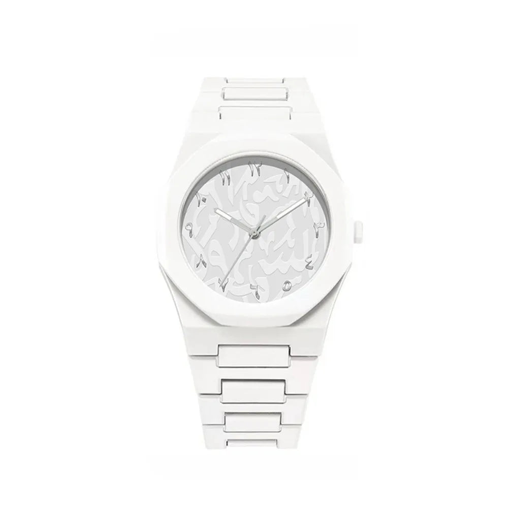 Arabic Dial Waterproof Watch Round Dial Plastic Strap Business Watch Color Strap Exquisite Design Couple Watch Casual Wear