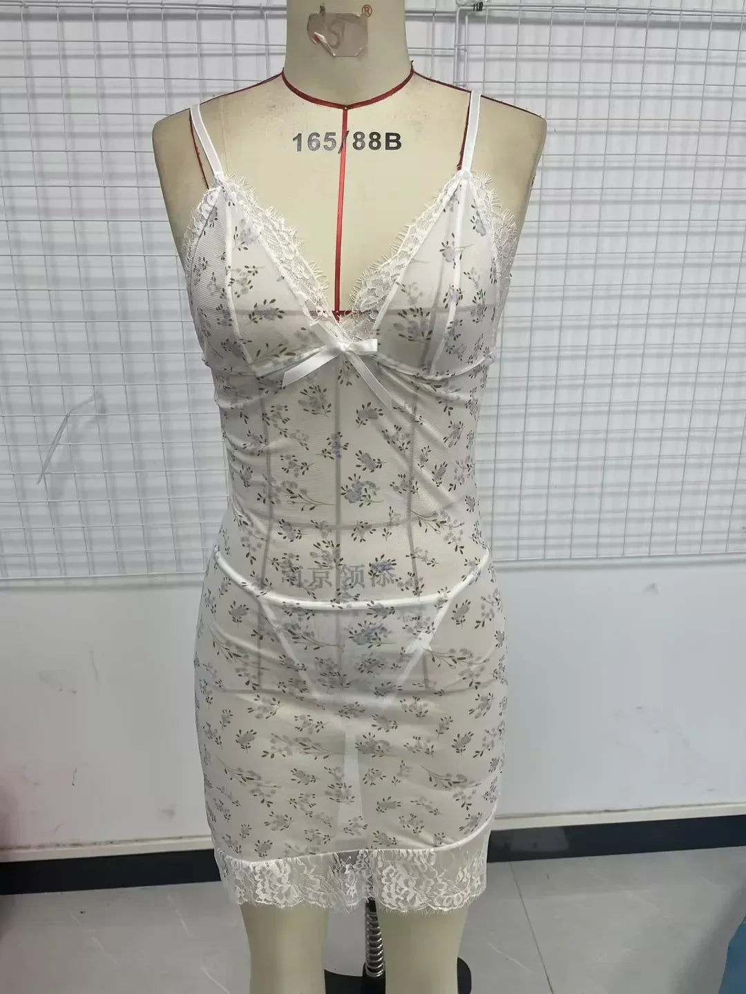 Sexy Underwear Set Sleepwear For Sleeping Night Dress Women Deep V Slip Nightgowns And Panties Lace Ruffle Trim Underwear Pajama