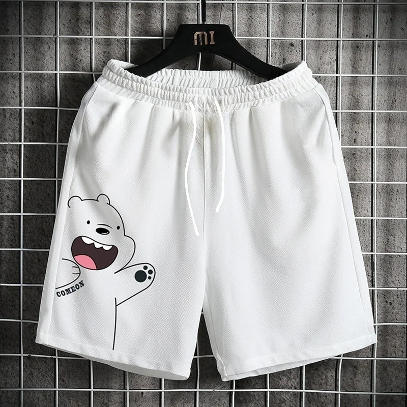 Summer Beach Cute White Bear Motorcycle Sport Short Pants Men And Women Outdoor Sportswear Daily Casual Quick Drying Short Pants