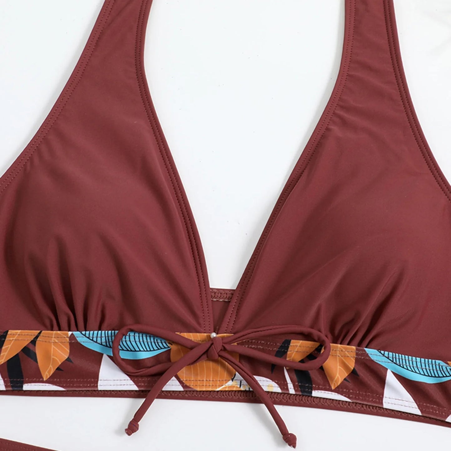 Shorts Bikinis Set  High Waist Swimsuit Women Swimwear  Plant Print Bathers Bathing Swim Suit Beachwear