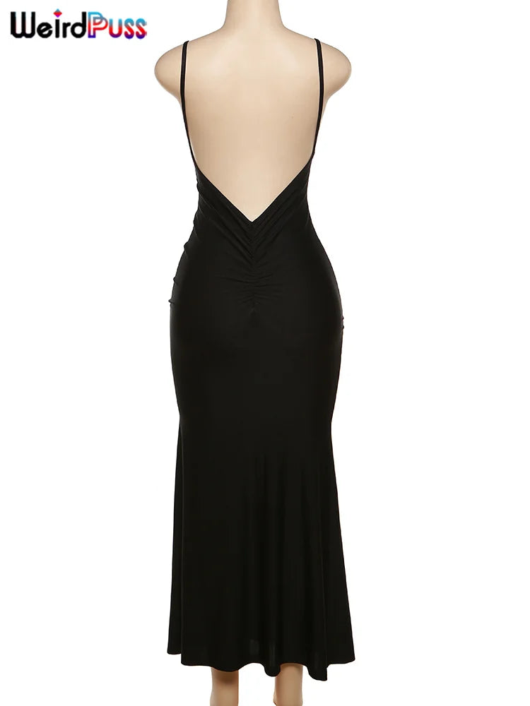 Backless V-Neck Mermaid Evening Maxi Dress — Women's Prom