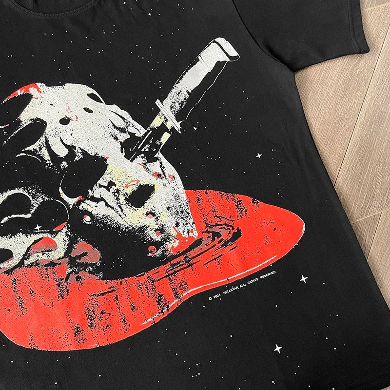 HS Halloween Skull Washable cotton printed skull short sleeve T-shirt