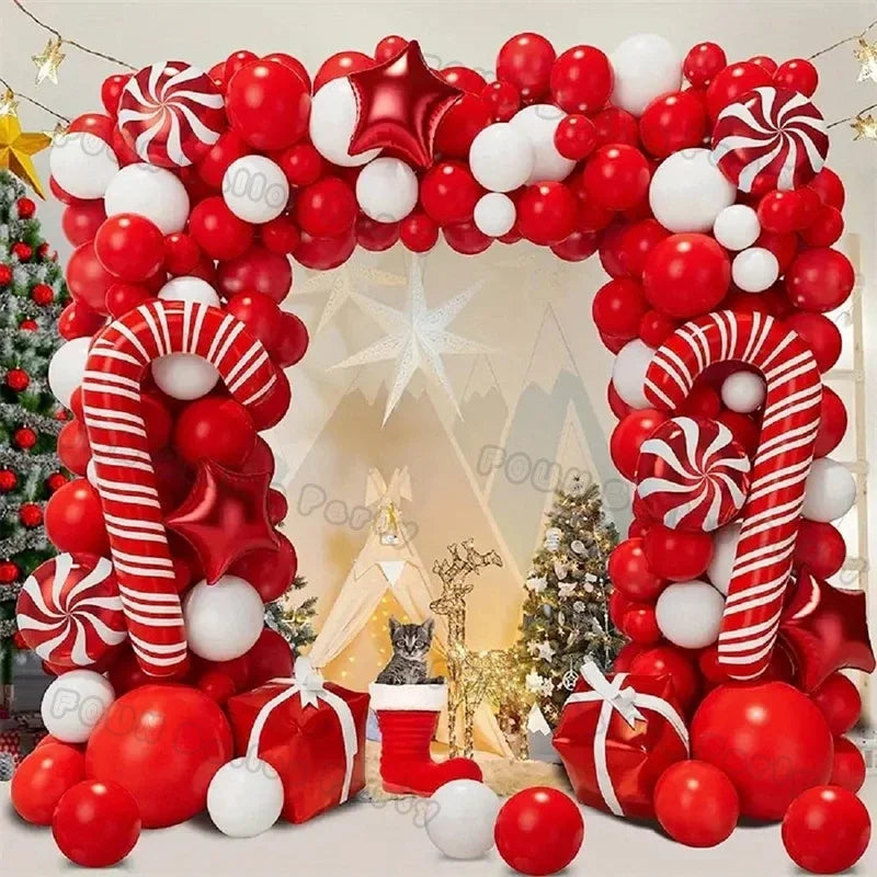 Christmas Balloons Garland Green Red Box Candy Balloons Arch Santa Reindeer Star Foil Ballon New Year Christmas Party Decor 2024