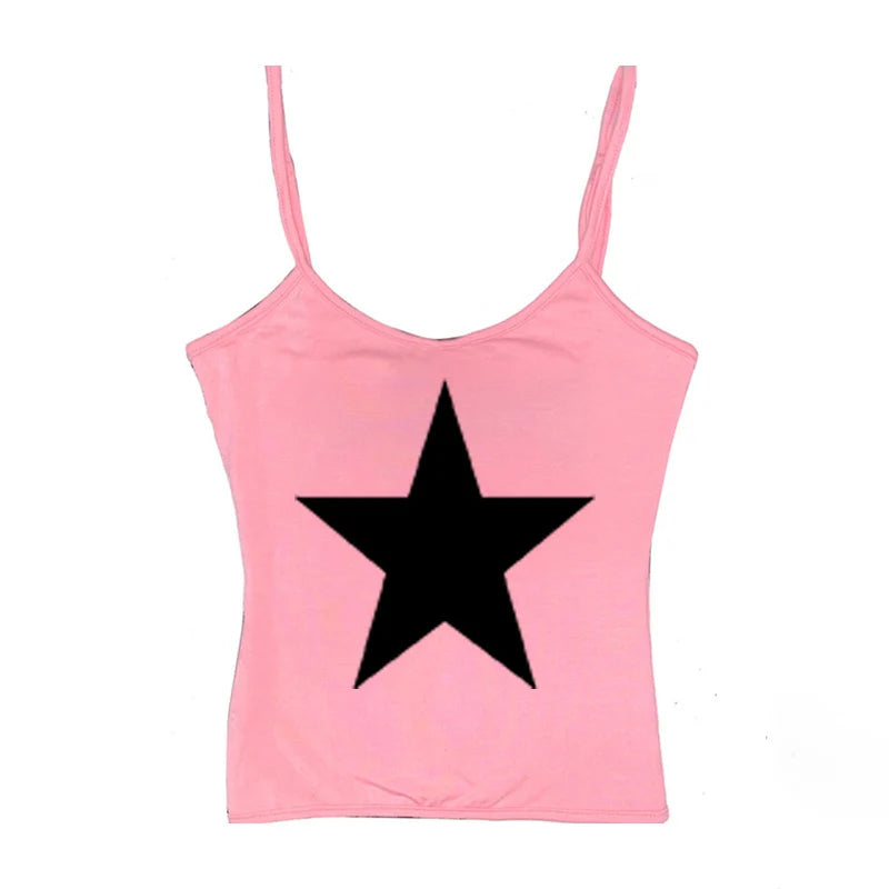Gothic Star Print Streetwear Vintage Harajuku Punk Grunge Crop Top Casual Women's T-Shirt E-girl Baby Tee Slim Y2k Clothes