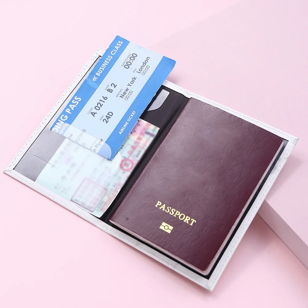 Women Cute Leather Passport Cover Air tickets For Cards Travel Passport Holder Wallet Case Travel  Accessory Credit Card Holder
