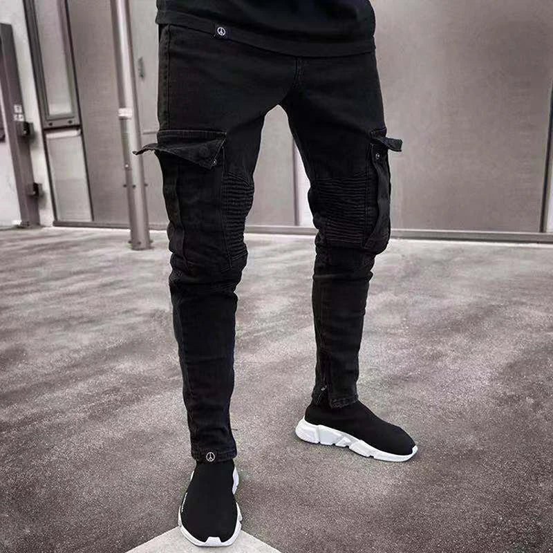 Men s Stylish Cargo denim with  Fit Design and Multiple Pockets for Spring and Summer Streetwear Fashion