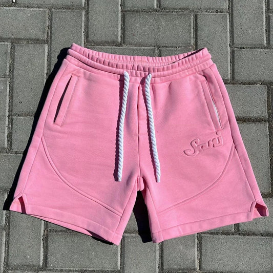 Y2K Harajuku Solid Shorts Man Letter Embossed Pink Sweatpants Hip Hop Retro Casual Stylish Comfortable Shorts Unisex Pants