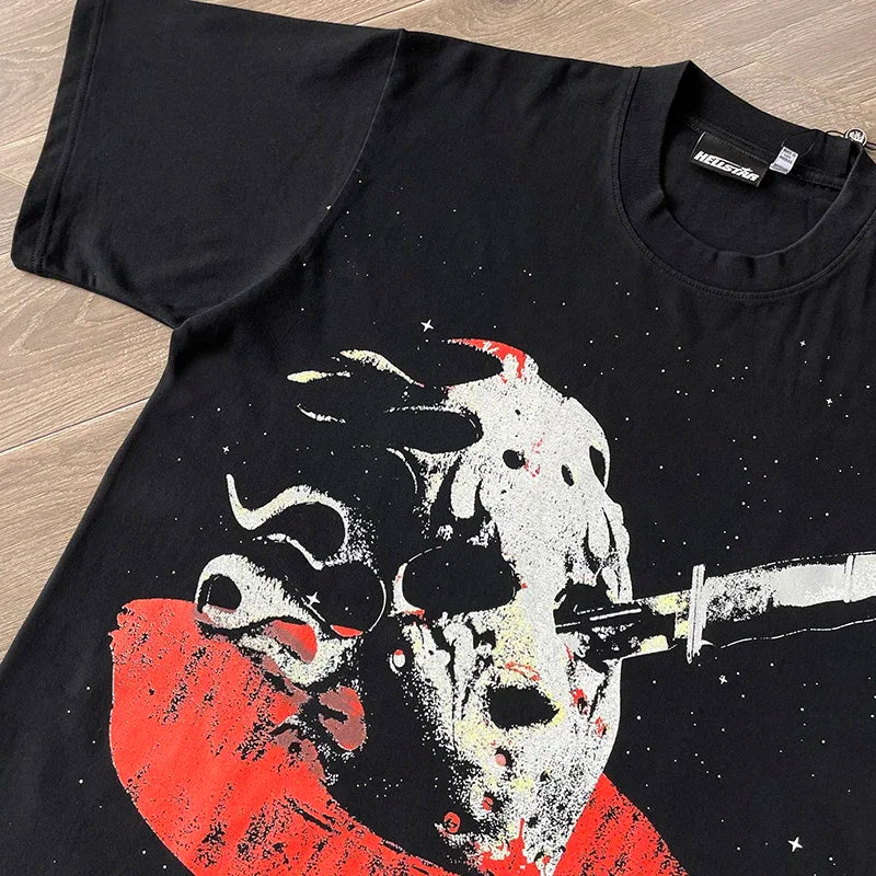 HS Halloween Skull Washable cotton printed skull short sleeve T-shirt