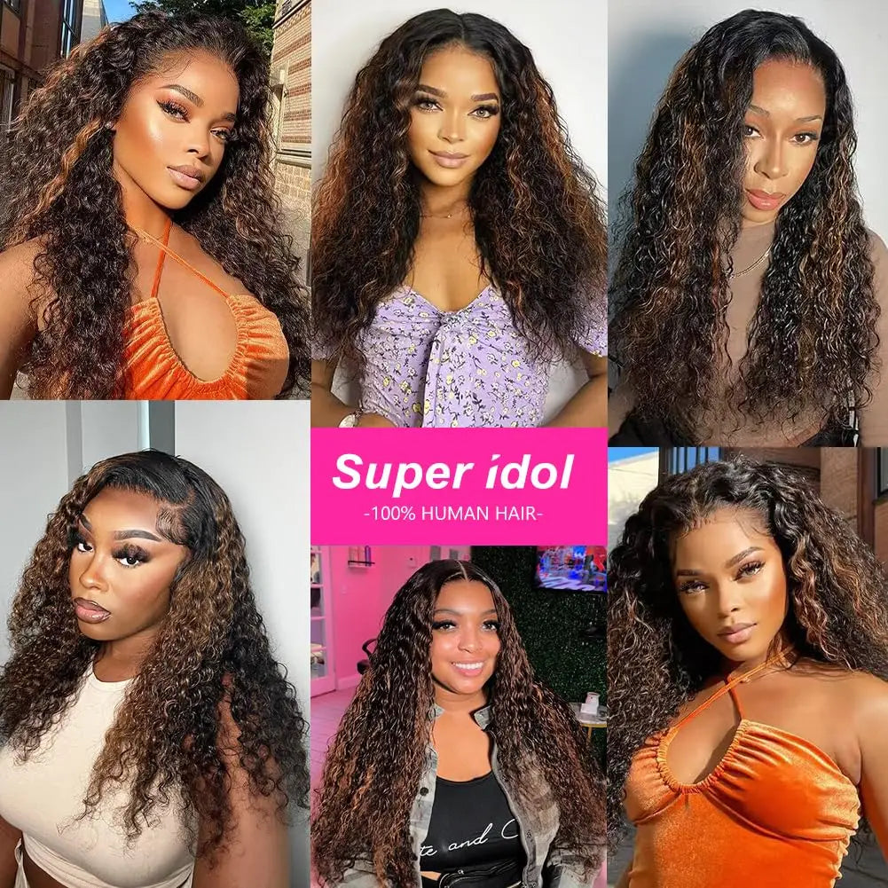 Varlea 200% Density 1B/30 Deep Wave Frontal Wig 13x6 Hd Lace Curly Wigs Water Wave Human Hair Wig 13x4 Highlight Wig Human Hair