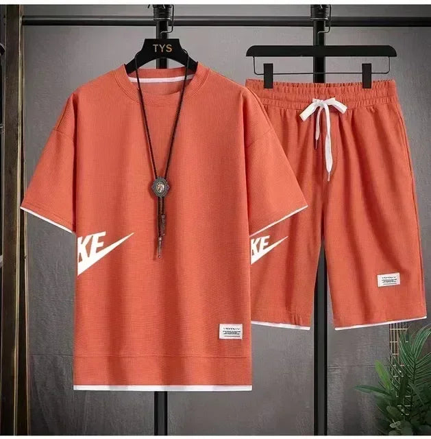 2025 Summer Men's Suit Casual Fashion Sportswear Men's Short-sleeved T-shirt + Sports Shorts Casual Men's Jogging Suit