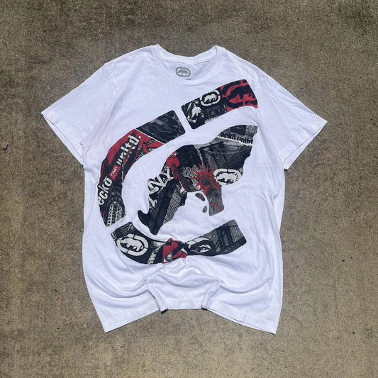Streetwear Ecko Rhino Graphic Tee Y2K Vintage Oversized T-Shirt Unisex Cotton Couple Top Retro Rebel Shirt for Men Women
