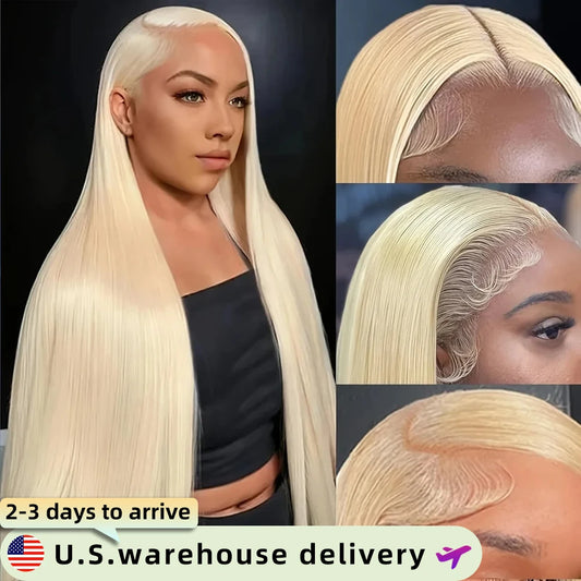30Inch 13x6 Lace Front Human Hair 200 Density  613 Blonde Straight Lace Front Wig Human Hair Pre Plucked Blonde Wigs For Women