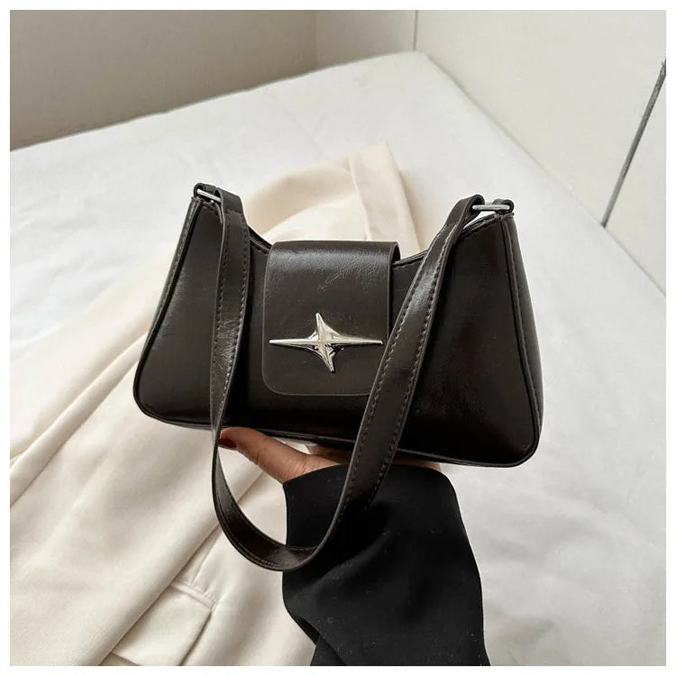 Solid color armpit bag, women's fashion new style | Casual texture shoulder bag, summer minimalist baguette bag