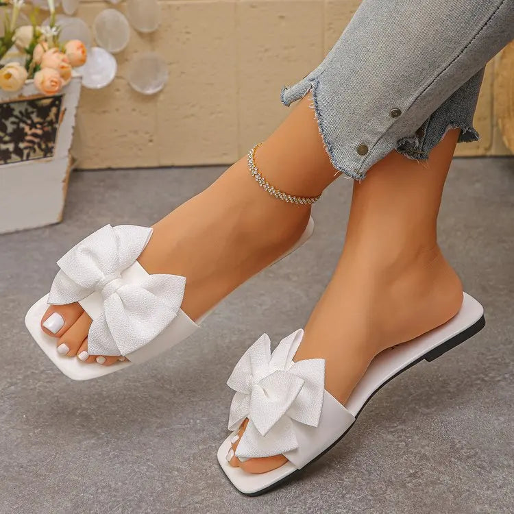 Women Flats Slippers Flat Casual Beach Slippers Summer Fashion Bow Tie Sandals Lightweight Outdoor Shoes for Women Slides Women