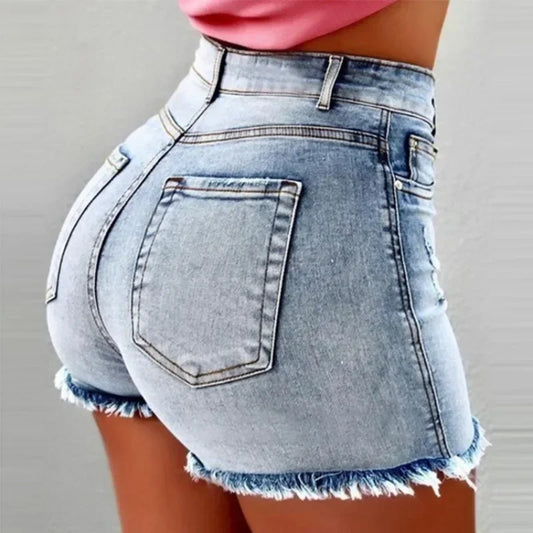 High Waist Hot Pants Women's Jeans Available in Multiple Colors Women's jeans Stretch Shorts Stretch Tassel Distressed