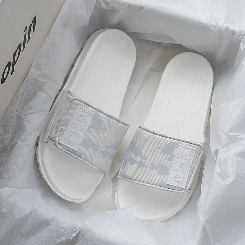 2025 Spring and Summer Trend Fashion Wear Super Soft Slippers Men's Velcro Air Cushion Personality All Casual One Word Slides