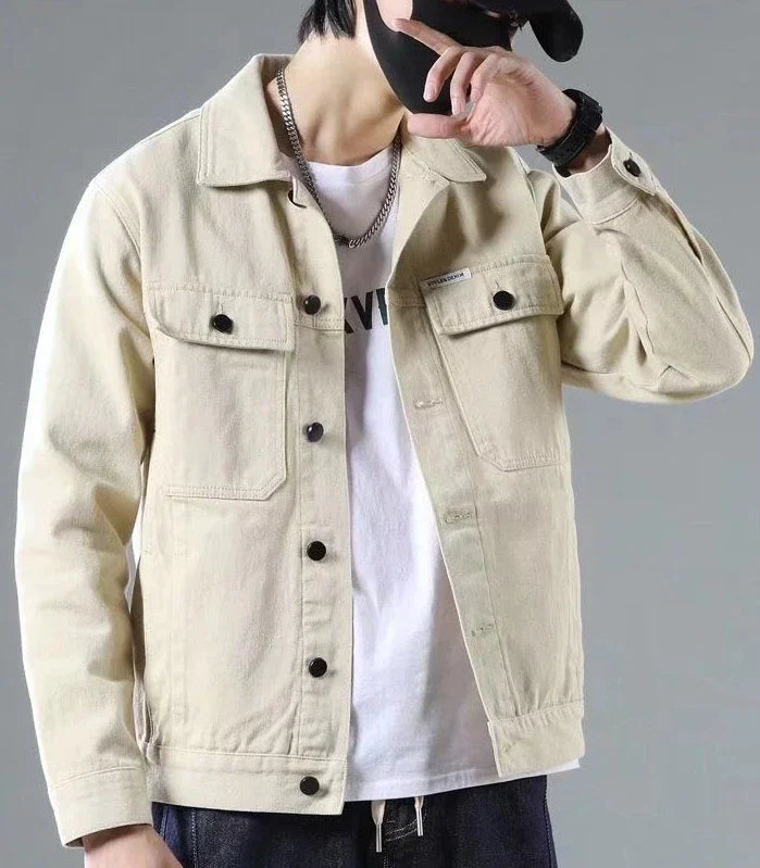 Button Black Denim Jackets Man Autumn Coat for Men Khaki Rock on Board Clothing Winter 2024 Designer Aesthetic Large Size