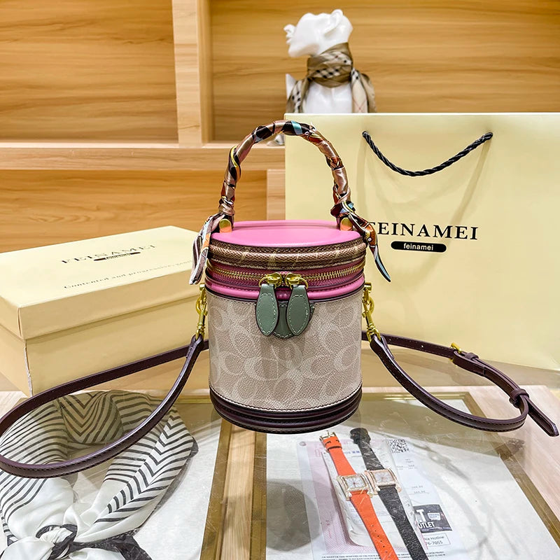 Women's handbag 2023 new fashion designer cylinder bag handbag single shoulder crossbody women's bag small bag