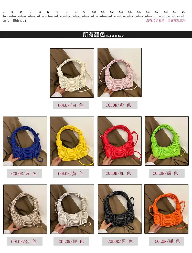 2025 Trendy! Women's Multicolored Woven Knot Handbag - Stylish Crossbody/Top Handle Bag | High-End Texture for Streetwear