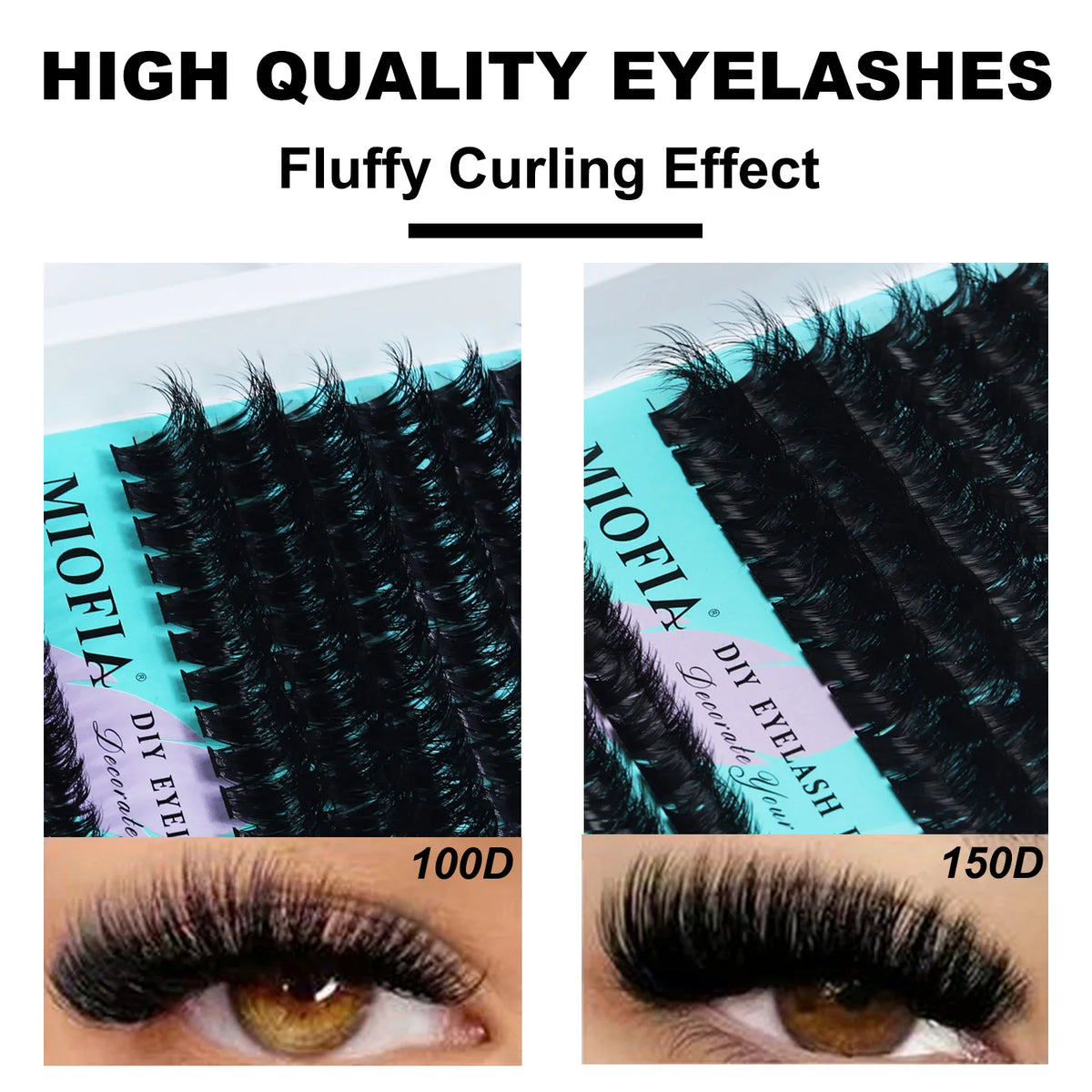 MIOFIA 5D Voluminous Thick Cluster Lashes 30D-150D 10-18mm Mixed Length Full Natural DIY Reusable Eyelash Extensions