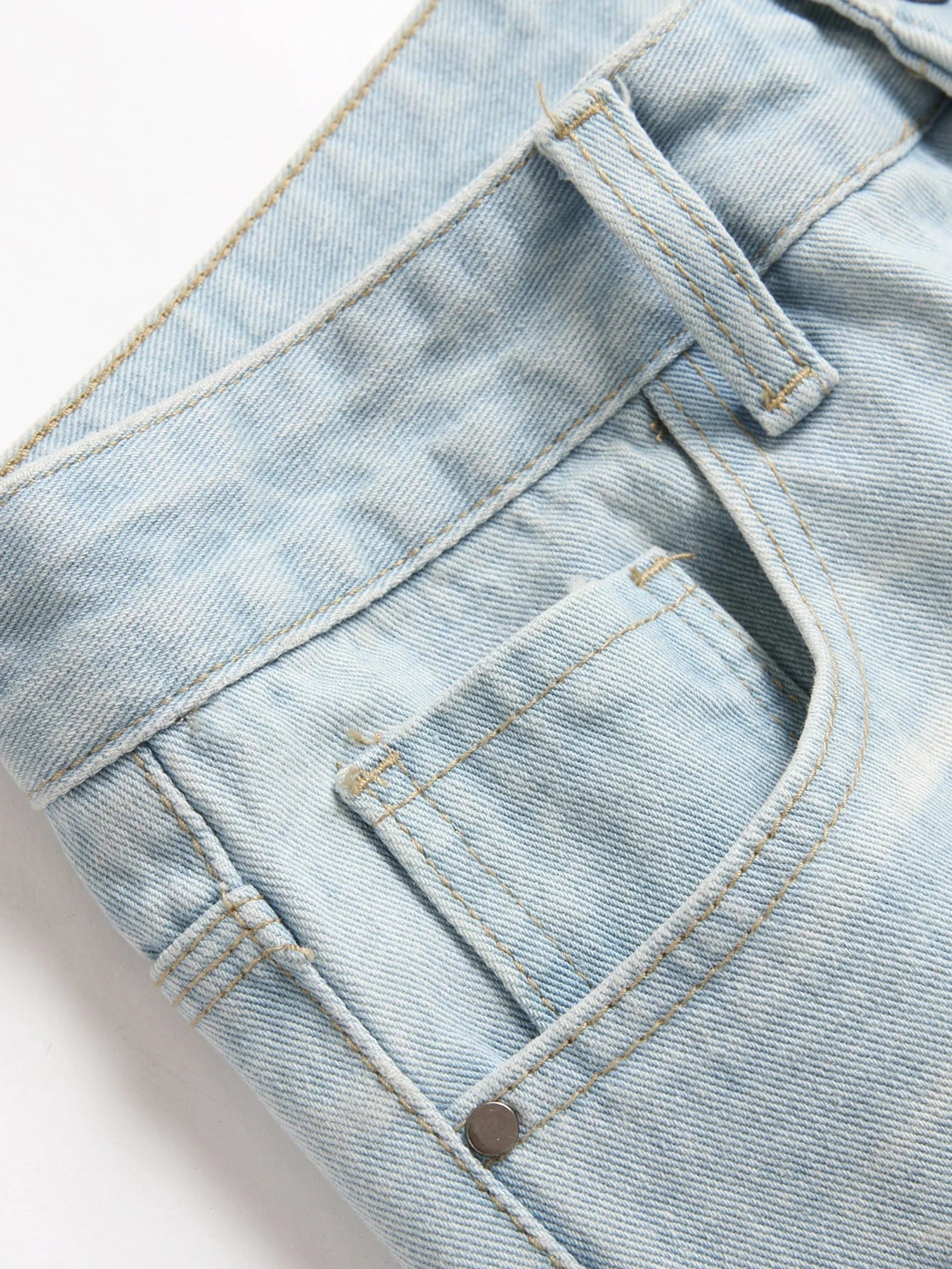 Vintage Light Blue Jeans Straight Loose Fit Distressed Cat Whisker Denim Pants Casual Streetwear High Quality Stretch 28-4, men's jeans