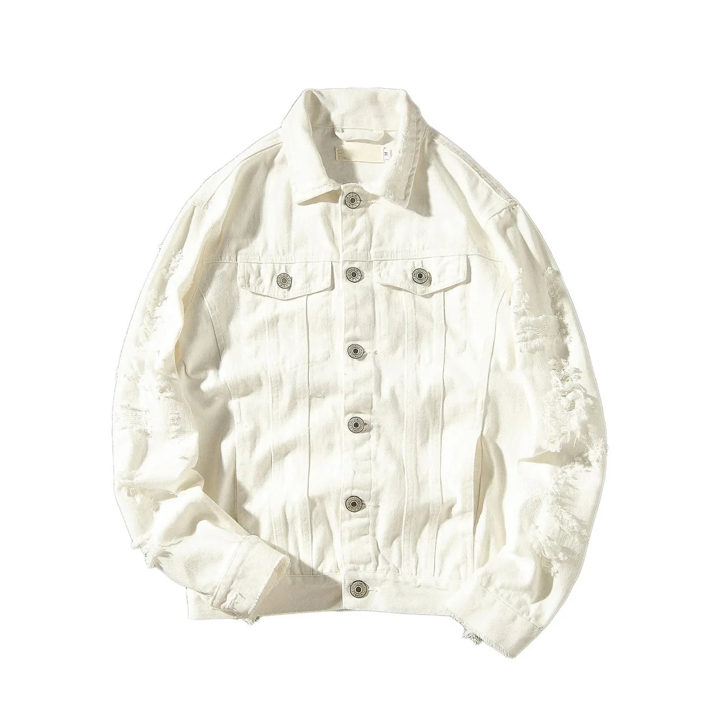 Jackets Men Denim Coats Hole Jacket Casual Loose Single Breasted Turn Down Collar Full Sleeve Simple Autumn Winter Coat