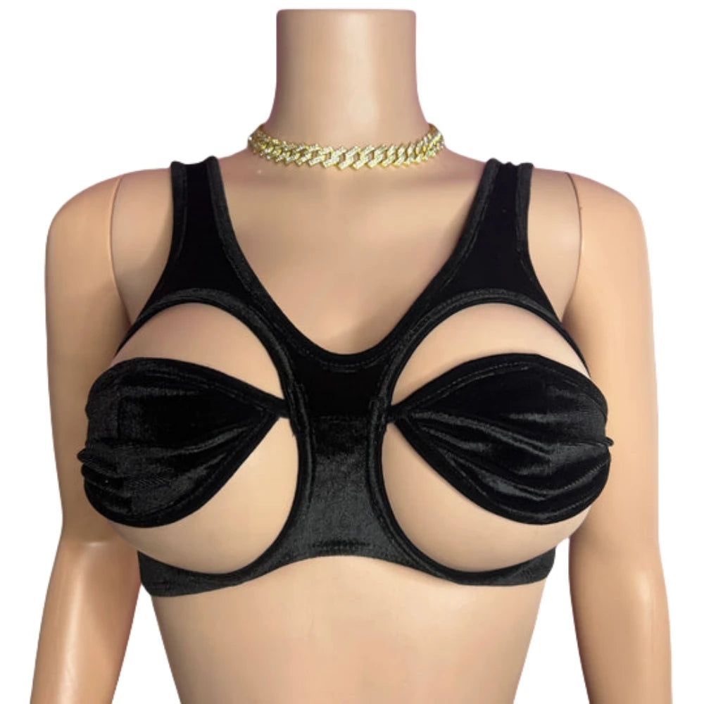 HLJ&GG Sexy Hollow Out Backless Slim Tank Top Women Round Neck Sleeveless Crop Vests Black Fashion Solid Nightclub Clothing 2025
