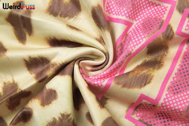 Weird Puss Leopard Print Sexy 3 Piece Set Women Beach Vacation Halter Bra+Panties+Shorts Summer Midnight Matching Party Clubwear