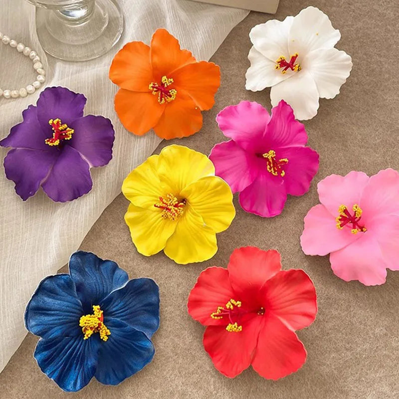 New 10cm Simulated Flower Hair Clip Headband Colorful Flower Swimsuit Tourist Beach Photography Hair Accessory for Beach Travel
