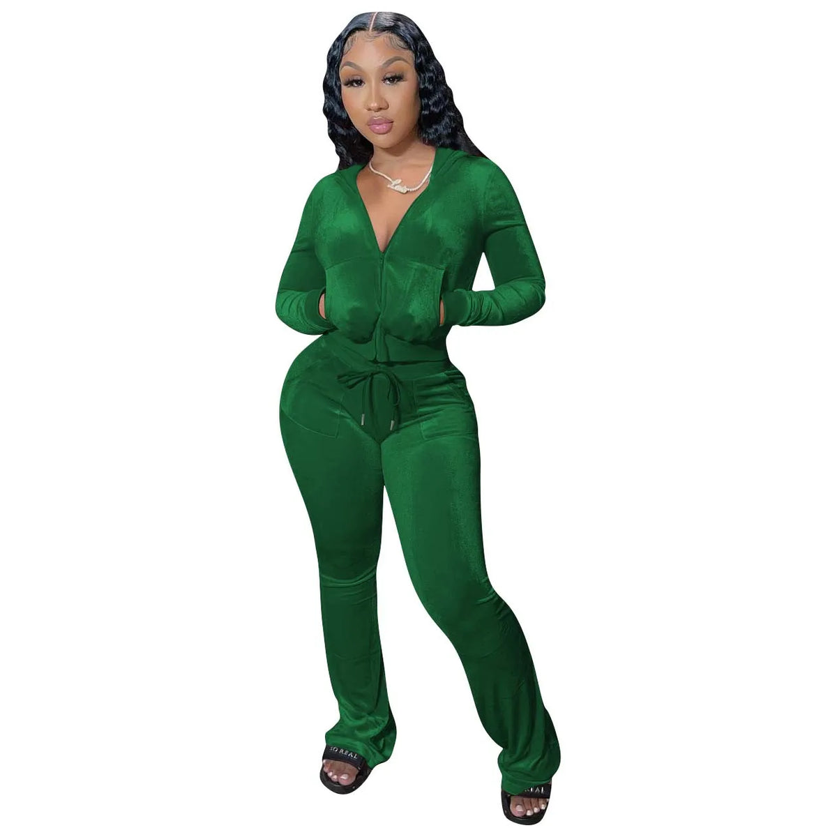Fashion Sexy Slim 2 Piece Set For Women Casual Solid Hooded Zip Tops+High Waist Pants Sets Outfits Lady Sports Women's Clothing