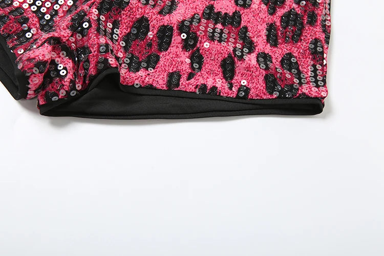 Weird Puss Leopard Print Mini Shorts Women Sequins Patchwork Wild Skinny Stretch Streetwear Autumn Midnight Sexy Trend Buttoms