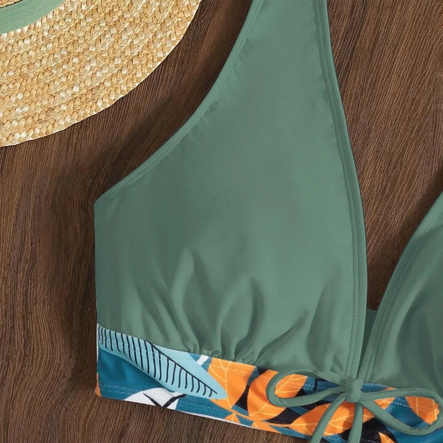 Shorts Bikinis Set  High Waist Swimsuit Women Swimwear  Plant Print Bathers Bathing Swim Suit Beachwear