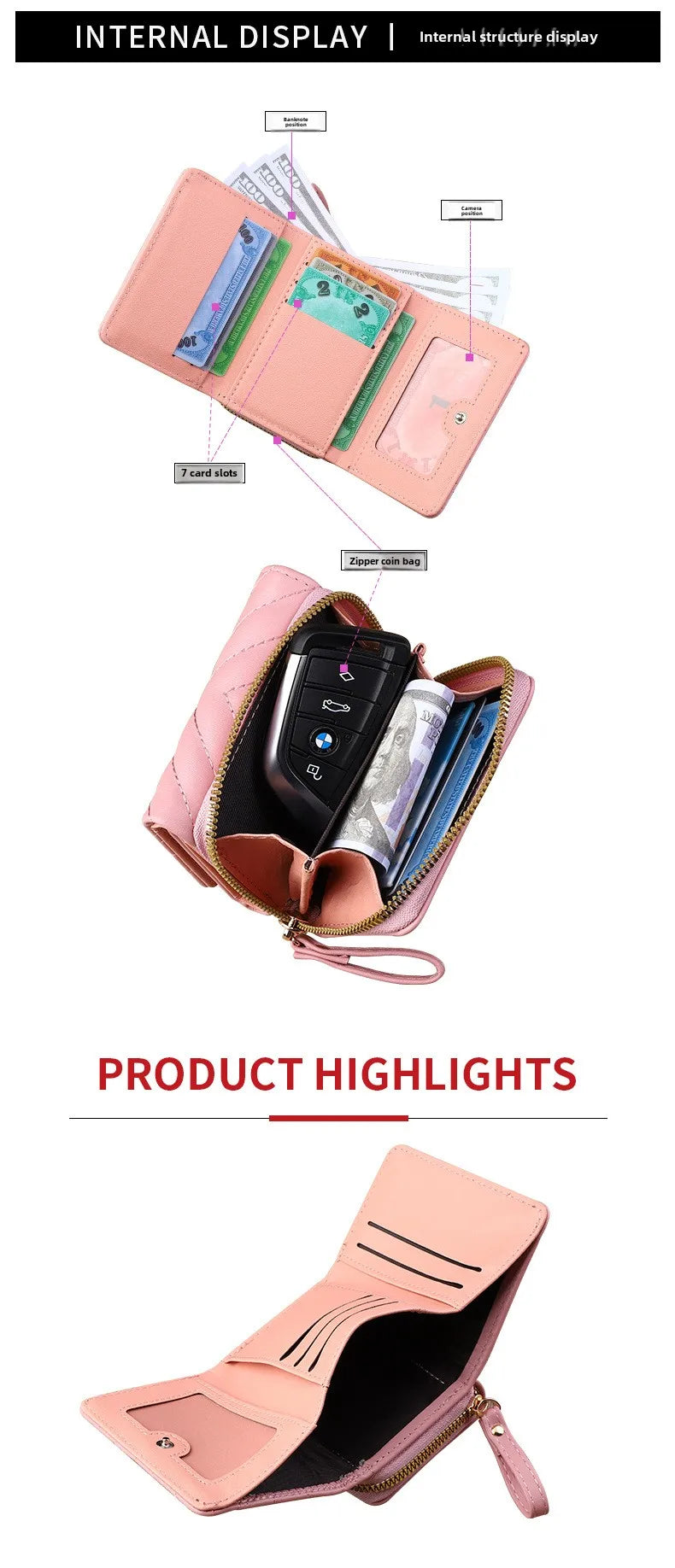 2025 new women's wallet short, fashionable and simple PU change bag card bag multi slot small wallet wallet wallet