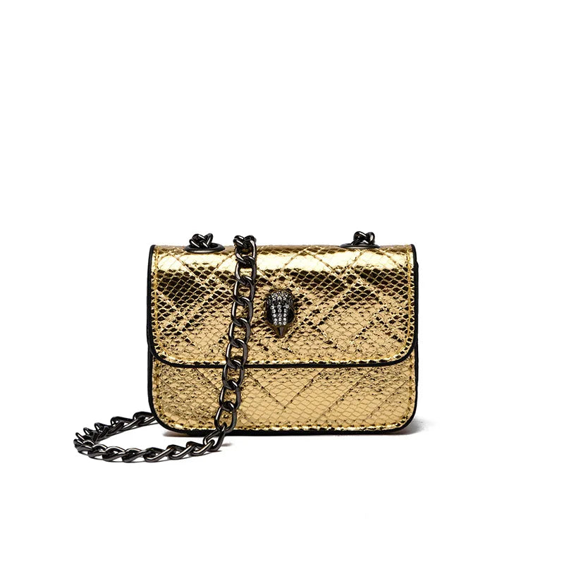 Multicolor Glitter Sequins V Diamond Quilted Mini Square Bag Ladies Eagle Head Lock Gold Metal Chain Crossbody Shoulder Handbag