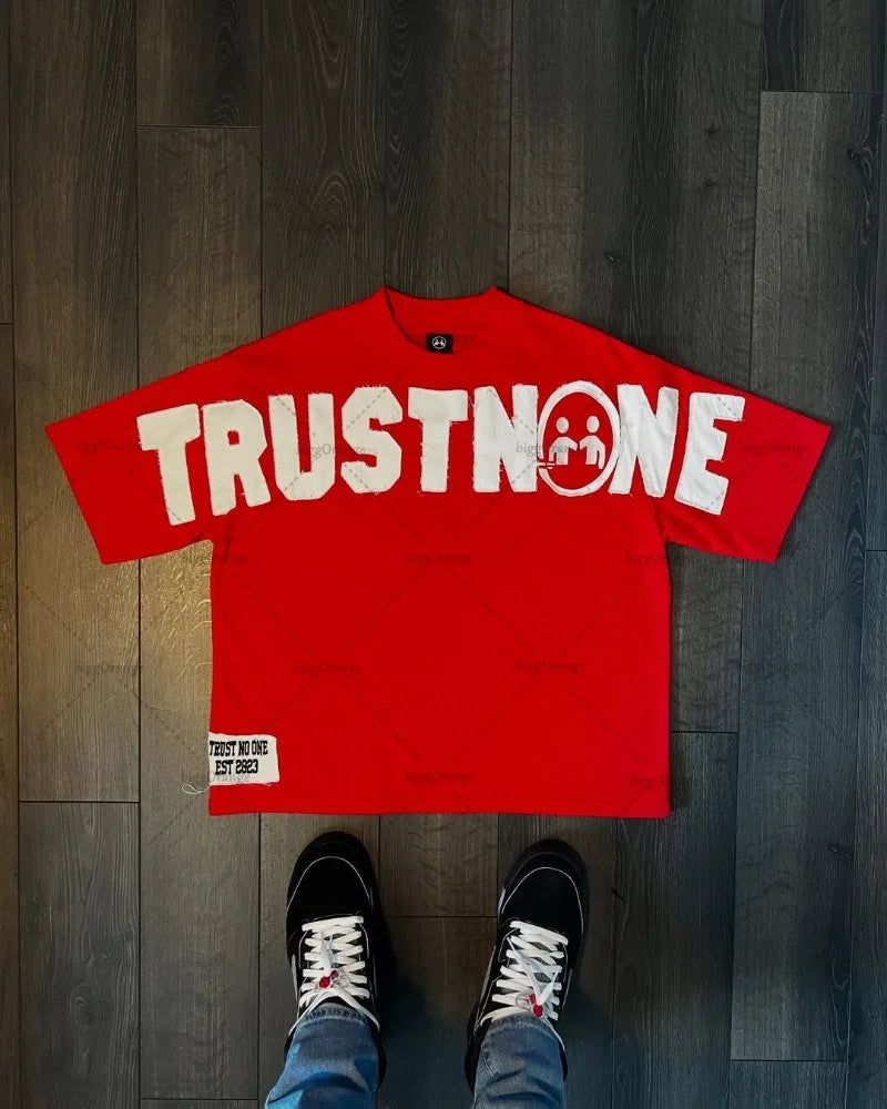 American Personalized Letter Pattern Pure Cotton Punk Casual T-shirt Men Street Hip-hop Retro Y2K Harajuku Fashion Loose Top